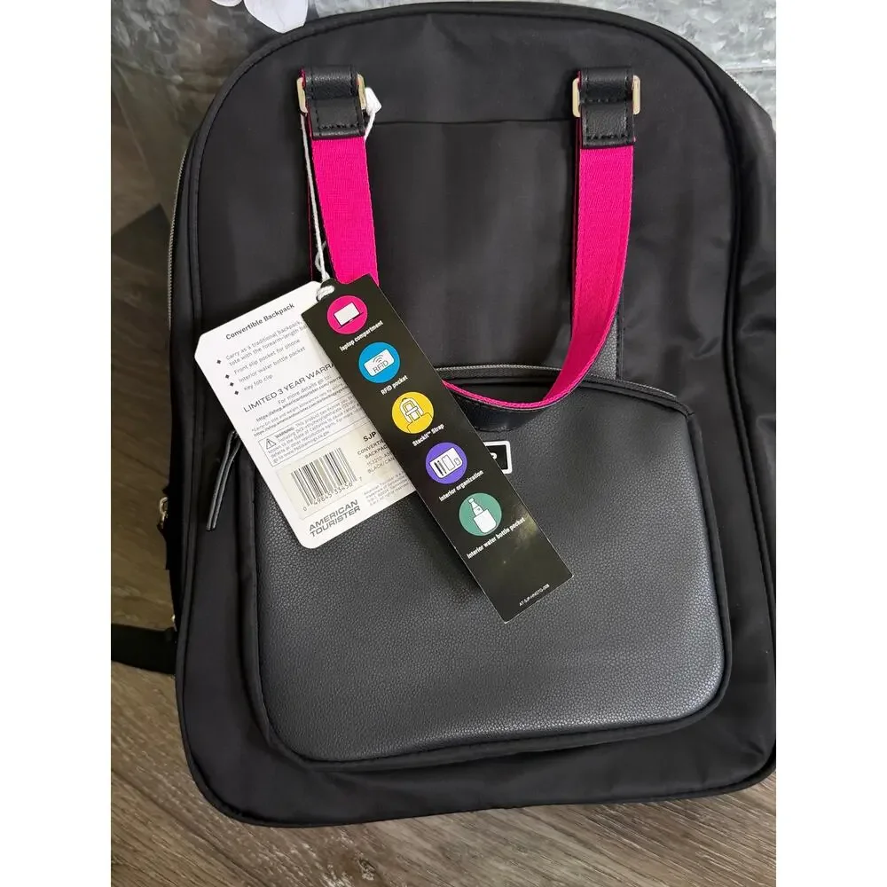 American Tourister x SJP Sarah Jessica Parker RFID Backpack NWT Black Pink